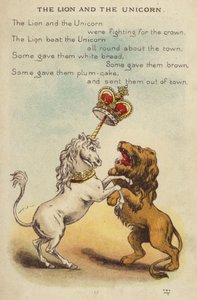 Kinderlied: Der Löwe und das Einhorn (Chromolithografie)