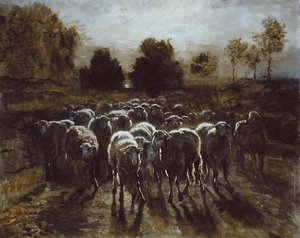 Schafherde oder Die Rückkehr der Herde von Constant Emile Troyon