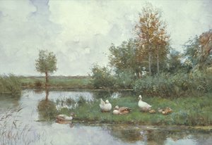 Enten in einer Flusslandschaft von Constant Artz