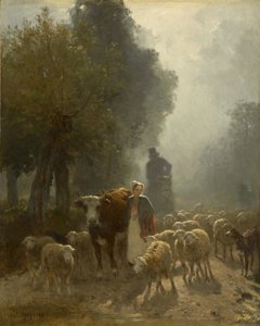 Zum Markt an einem nebligen Morgen, 1851 von Constant Emile Troyon