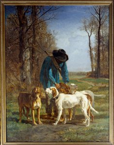 Jägerwächter machen Halt bei seinen Hunden. Gemälde von Constant Troyon (1810-1865) von Constant Emile Troyon