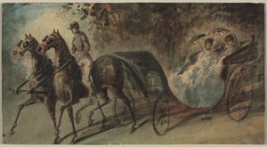 Kutsche im Bois de Boulogne von Constantin Guys