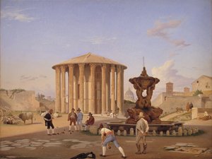 Piazza della Bocca della Verità mit dem sogenannten Vesta-Tempel in Rom von Constantin Hansen