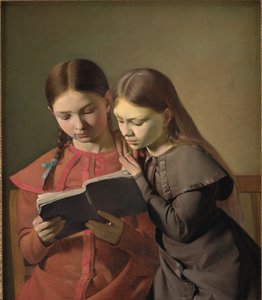 Die Schwestern des Künstlers Signe und Henriette lesen ein Buch von Constantin Hansen