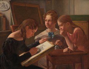 Drei junge Mädchen. Die Schwestern des Künstlers: Alvilde, Ida und Henriette, 1827 von Constantin Hansen