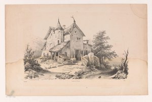 Betende Figuren in einer Landschaft von Constantinus Cornelis Huysmans