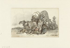 Das Entladen eines Wagens von Constantinus Cornelis Huysmans