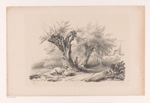Landweg mit rastendem Mann und Frau von Constantinus Cornelis Huysmans