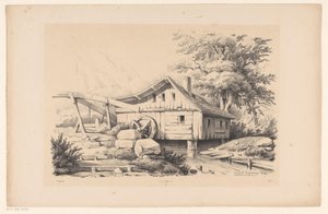 Wassermühle in Berglandschaft von Constantinus Cornelis Huysmans