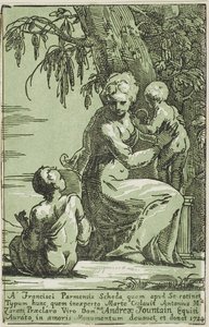 Eine Frau am Fuße eines Baumes mit einem Kind von Conte Antonio Maria Zanetti the Elder