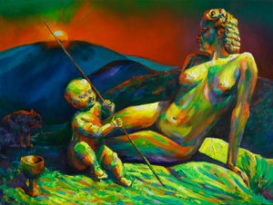 Bunte Figuren Sonnenuntergang