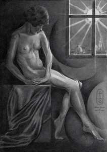 Elegante Figur Fensterblick