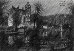 Nacht Schloss Skizze