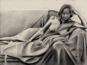 Nachdenkliche liegende Figur von Corné Akkers