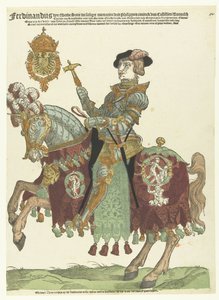 Porträt von Ferdinand I. von Österreich zu Pferd von Cornelis Anthonisz. (manner of)