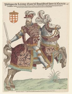 Porträt von Filips van Lalaing zu Pferd von Cornelis Anthonisz. (manner of)