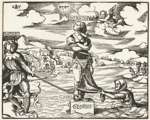 Geduld auf einem Stein im Wasser