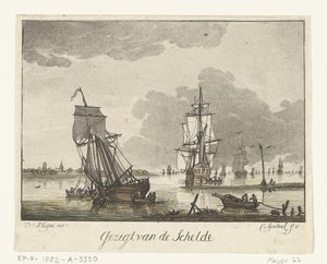Ansicht der Schelde mit Segelschiffen von Cornelis Apostool