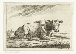 Landschaft mit liegender kuh ohne hörner von Cornelis  Bisschop