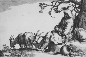 Hirtenszene mit Ziegen, aus der Serie Sechzehn Bauernmotive, 17. Jahrhundert
