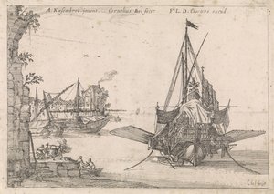 Galeere liegt vor Anker in einer Bucht