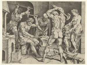 Venus und Amor in der Werkstatt von Vulkan