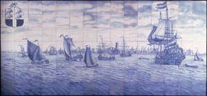 Ein Panoramablick auf den Hafen von Rotterdam, um 1700 von Cornelis Boumeester