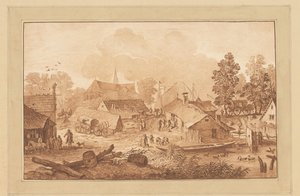 Dorfansicht mit Teich von Cornelis Brouwer