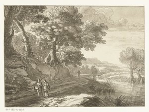 Italianisierende Landschaft mit drei Wanderern von Cornelis Brouwer