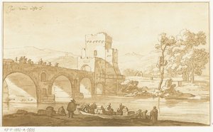 Ponte Molle bei Rom von Cornelis Brouwer