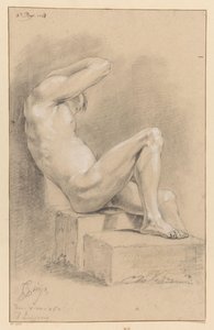 Sitzender männlicher Akt, von der Seite gesehen (3. Preis 1767)