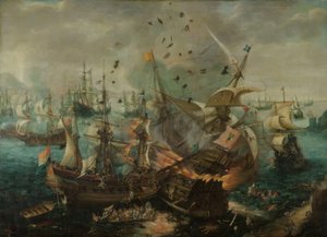 Die Explosion des spanischen Admiralsschiffes