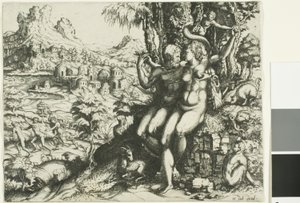 Adam und Eva und die Vertreibung aus dem Paradies von Cornelis Cort