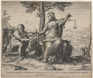 Gerechtigkeit belohnt Mühe, 1566 von Cornelis Cort