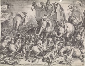 Schlacht bei Zama zwischen Scipio und Hannibal von Cornelis Cort