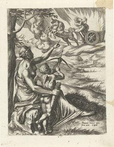Venus befiehlt Amor, Plutos Herz mit einem Pfeil zu durchbohren (Die Geschichte von Pluto und Proserpina)