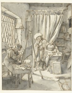 Ein Künstler mit einem Modell in seinem Atelier von Cornelis Dusart