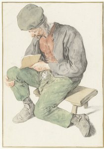 Sitzender Mann, der liest, nach links gewandt von Cornelis Dusart