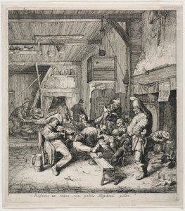 Geigenspieler, der im Gasthaus sitzt von Cornelis Dusart