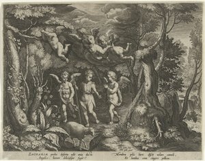Johannes der Täufer wird von Engeln begleitet, als er in die Wüste zieht