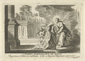 Maria gibt der Hl. Maria Magdalena de Pazzi einen Lilienzweig von Cornelis Galle (I)