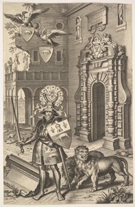 Allegorisches Porträt von Graf Tassis, Illustration aus Jean Jacques Chifflet, Les marques von Cornelis Galle I