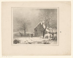 Häuser in Schneelandschaft von Cornelis Gerrit Verburgh