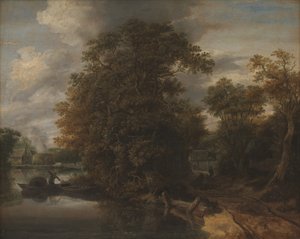 Landschaft an einem Fluss. Im Hintergrund ein Kalkofen von Cornelis Gerritsz Decker