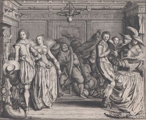 Innenraum mit tanzenden Paaren und Musikern, ca. 1620 von Cornelis Koning