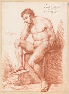 Sitzender männlicher Akt, von vorne gesehen (1. Preis 1814) von Cornelis Kruseman