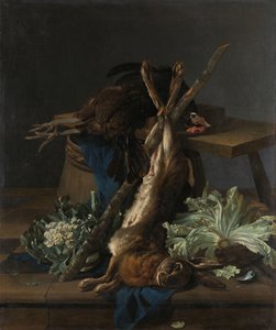 Stillleben mit Hase und schwarzem Hahn von Cornelis Lelienbergh