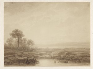 Landschaft mit Felsen am Wasser