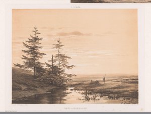 Landschaft mit Sonnenuntergang