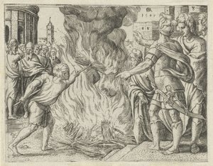 Philister verbrennen Simsons Frau und Schwiegervater von Cornelis Massijs